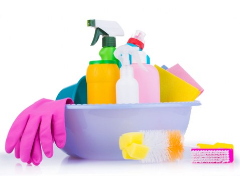 Cleaning a stone or tile floor in a modern Canary Wharf apartment