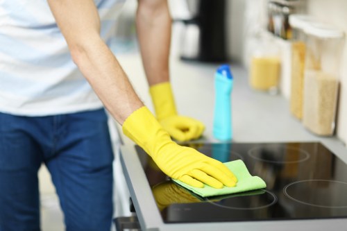 Local cleaning team preparing a Canary Wharf home for move-in